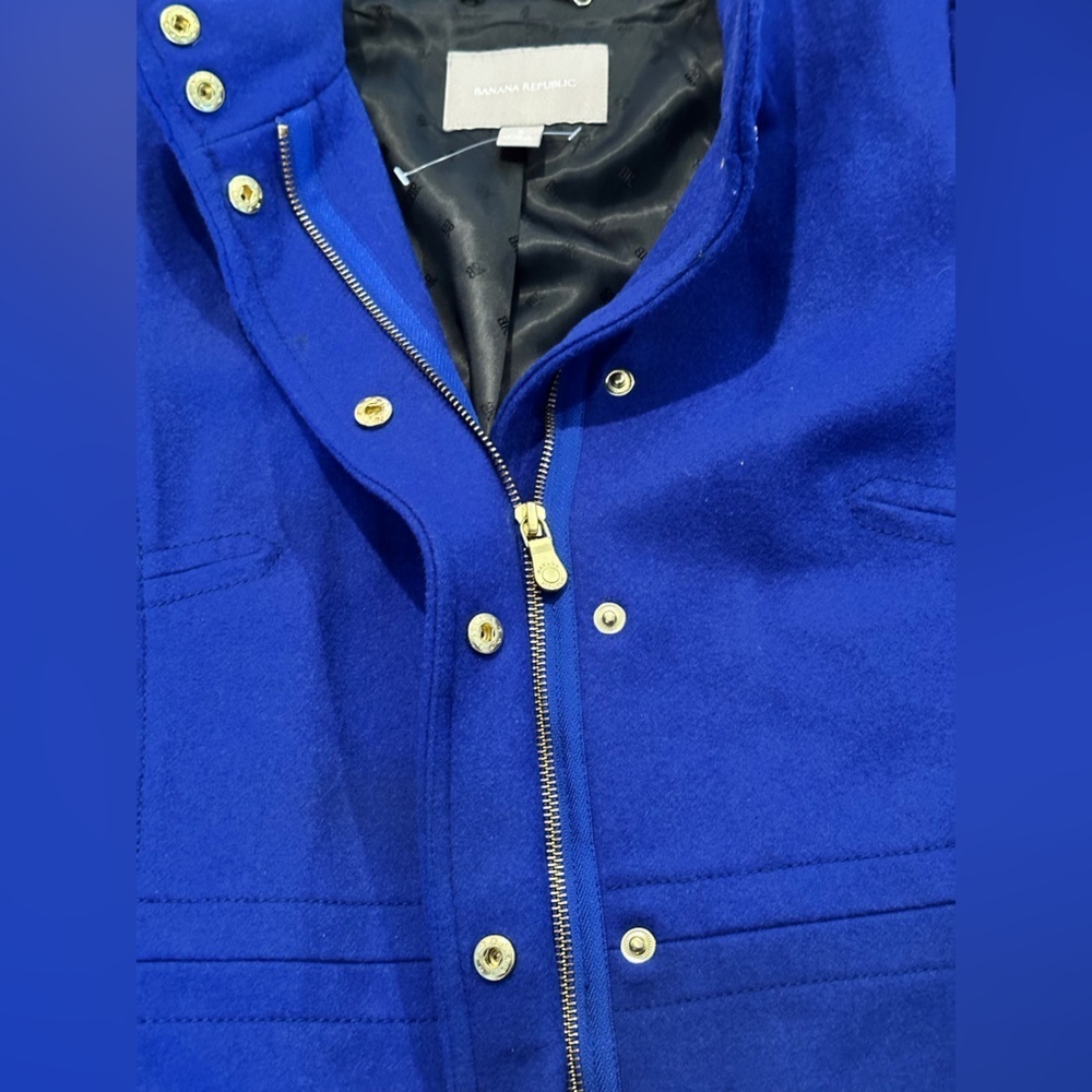 NWOT Banana Republic Cobalt Blue Wool Structured Walking City Coat Size Small - Picture 6 of 12